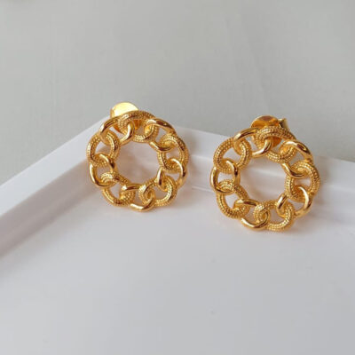 Brinco banho ouro argola corrente