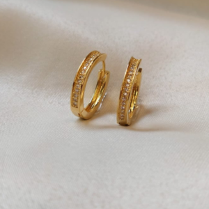 Brinco Banho Ouro 18K – Argola Med. Zircônia Festa