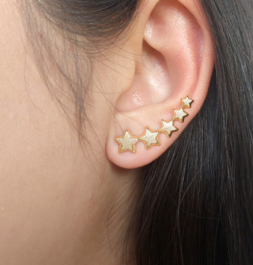 Brinco Banho Ouro 15K - 5 estrelas