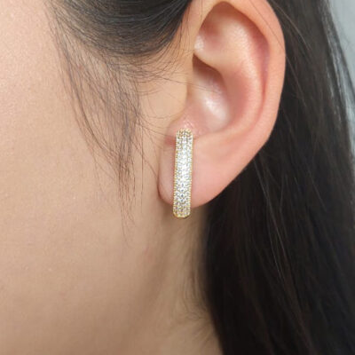 Brinco Banho Ouro 18k - Meia Lua Zircônia Festa