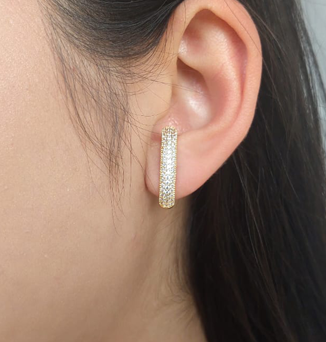 Brinco Banho Ouro 18k - Meia Lua Zircônia Festa