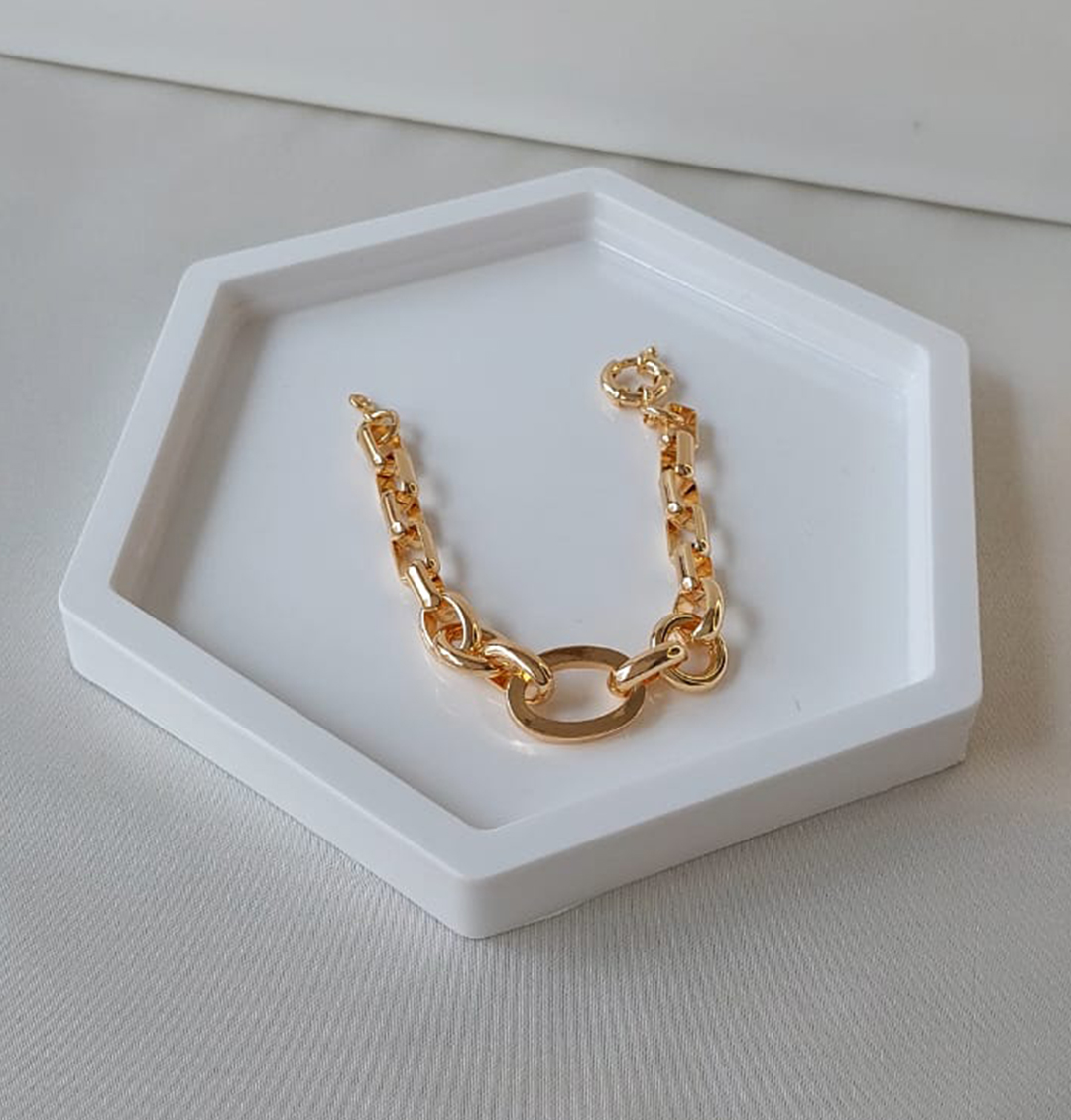 Pulsiera Banho Ouro 18K elos ovais