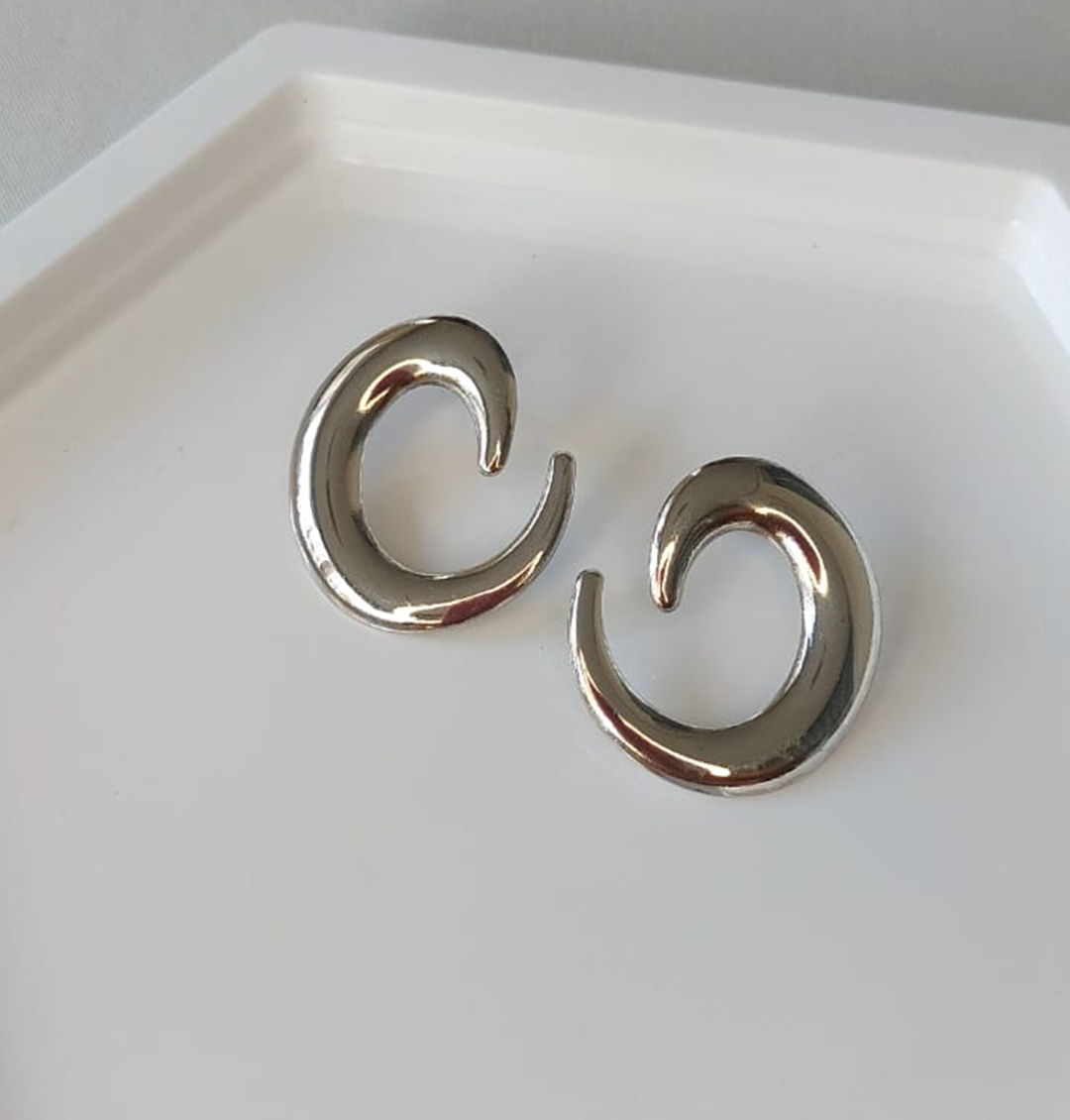 Brinco Argola Fixa Moderna Aço Inoxidável