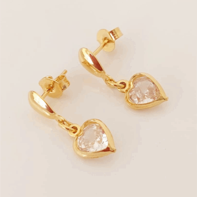 Brinco Banho Ouro 18K - Coração Zircônia