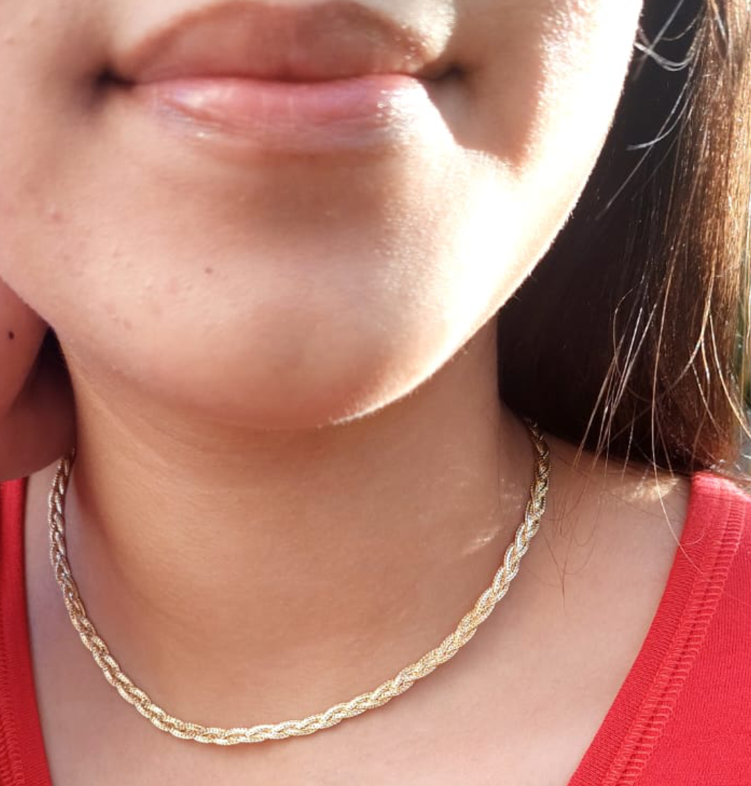 Colar Banho Ouro 18k - Trança