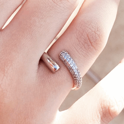 Anel Banho Ródio com Zircônia