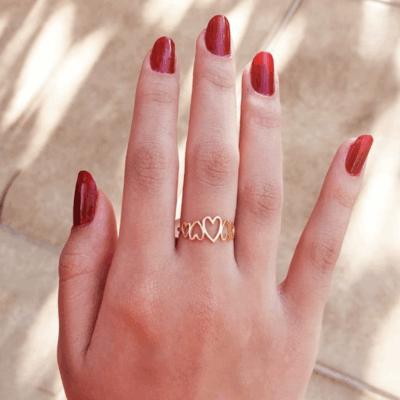 Anel Banho Ouro 18k - Corações