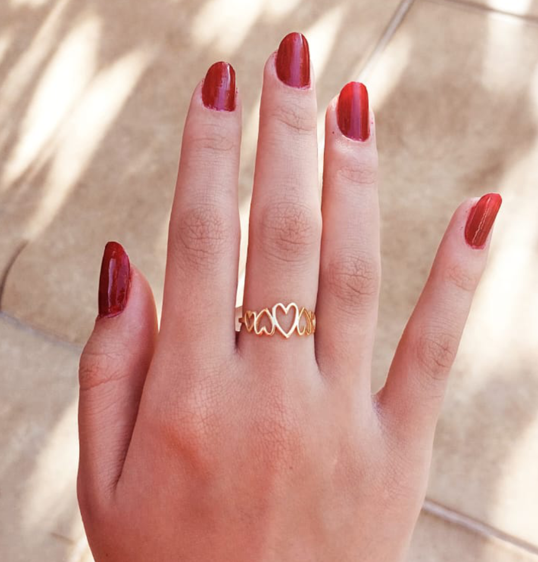Anel Banho Ouro 18k - Corações