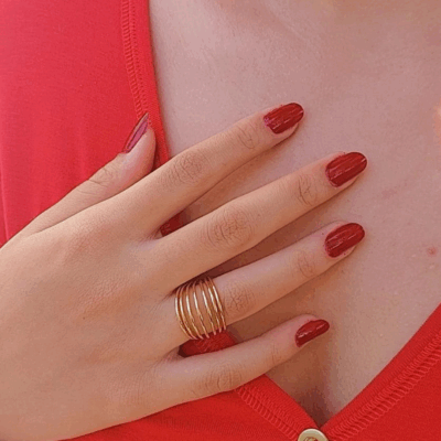 Anel Banho Ouro 18k 7 Elos