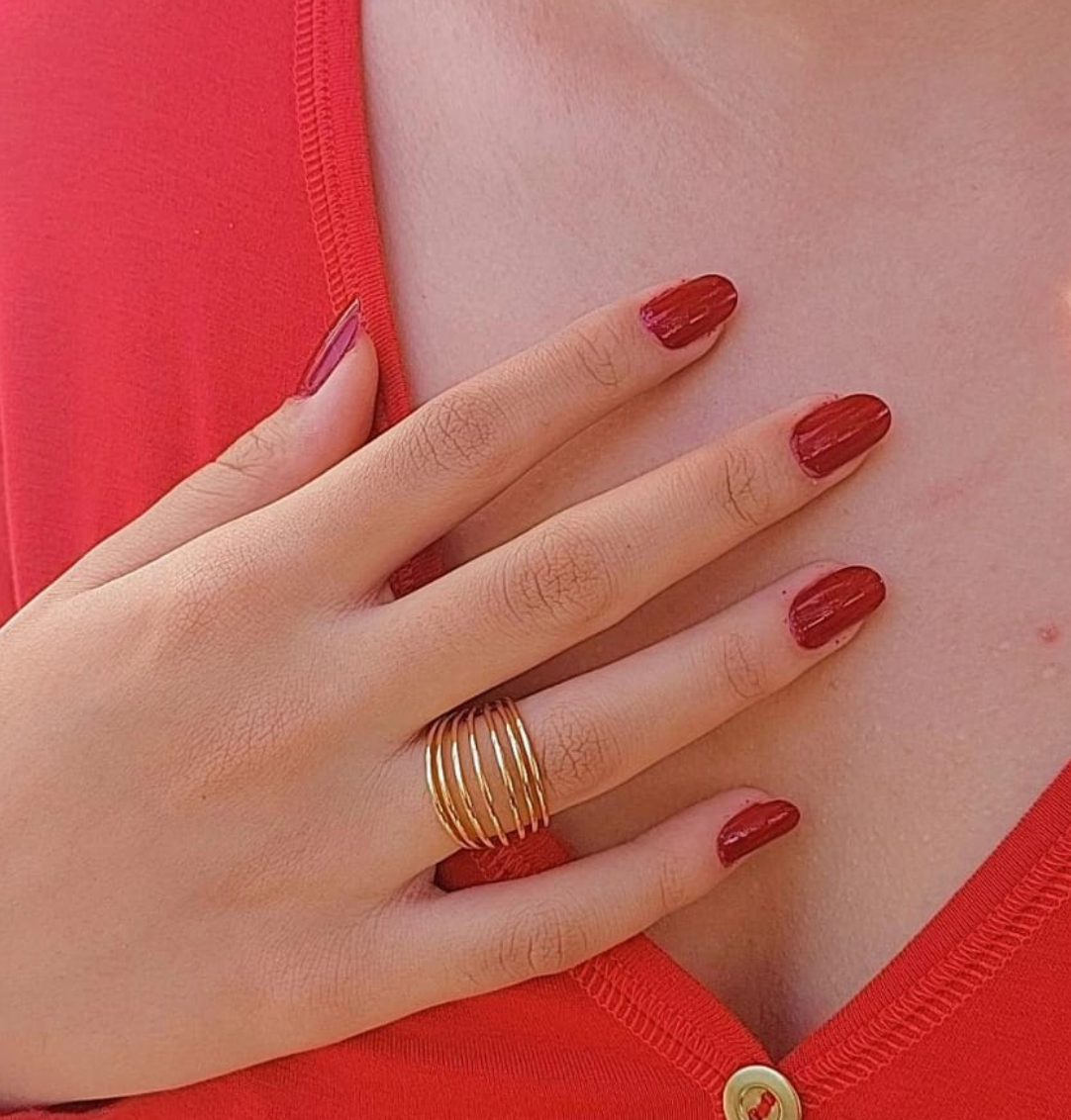 Anel Banho Ouro 18k 7 Elos