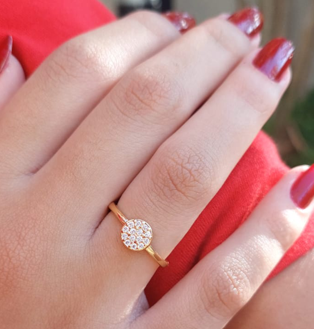 Anel Banho Ouro 18k - Redondo com Zircônia